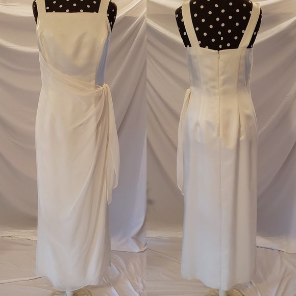 Off-white sheath dress prom bridal bridesmaid 6P - Picture 2 of 11